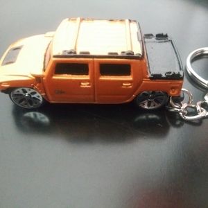 Orange HUMMER truck keychain